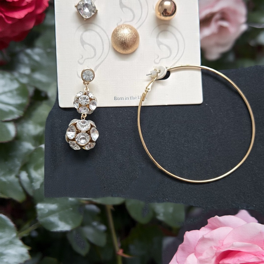 Elegant Gold and Silver Earring Set